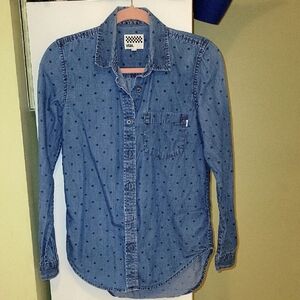 Vans Blue Denim Shirt with Polka Dots Small